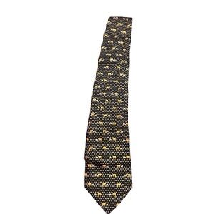 Teo Grimaldi Deer Print Brown Silk Italian 3.5” Wide Tie